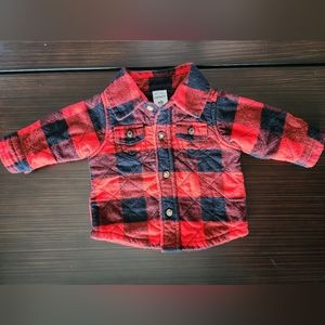 Carter's - Red/Black Buffalo Plaid fleece lined Quilted button-up size Newborn